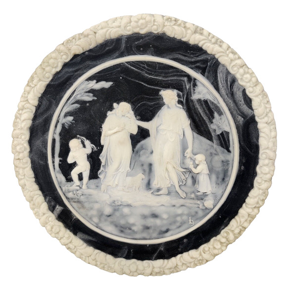 Coralay Classics An Offering to Peace Incolay Neoclassical Wall Plaque Black 8.5